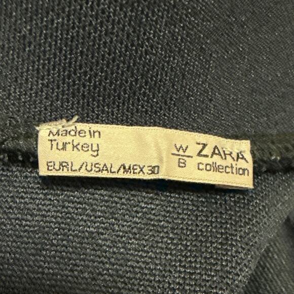 Zara Navy Blue Short Sleeve Mock Neck Zipper Midi Bodycon Sheath Dress Size L - Picture 5 of 5